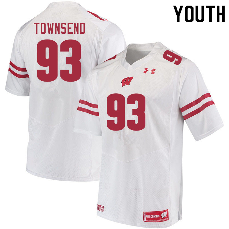Wisconsin Badgers Youth #93 Isaac Townsend NCAA Under Armour Authentic White College Stitched Football Jersey OA40N51MY